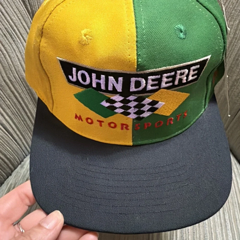 Vintage John Deere Motorsports Chad Little Roush Racing SnapBack Hat 6 Panel New